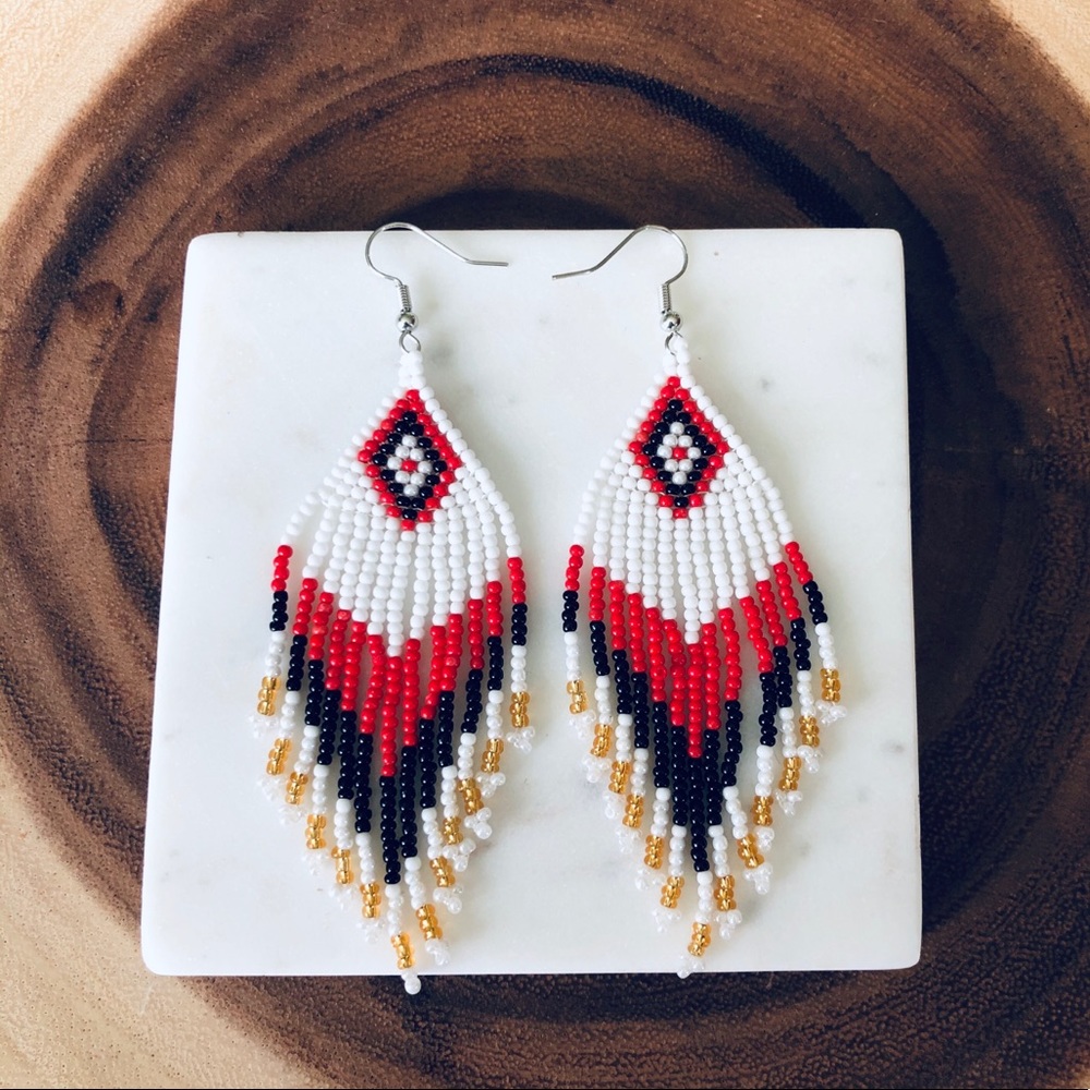 Bohemian Tribal Earrings Beaded Dangle Hook